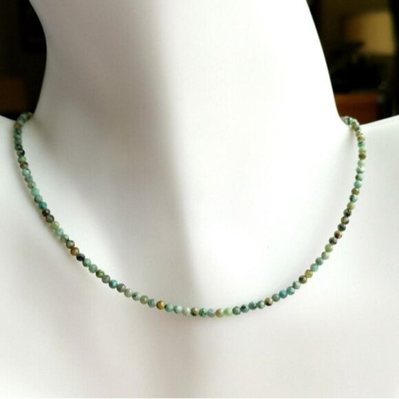 African Turquoise faceted bead  necklace NEW - Picture 2 of 6
